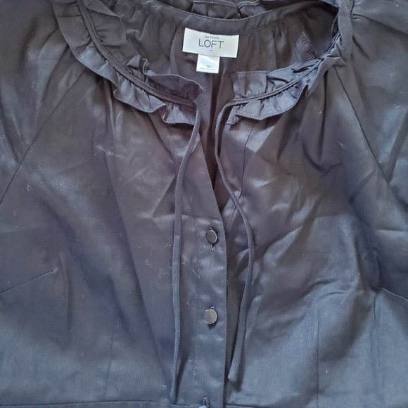 Ann Taylor Loft (Size 10 Black Dress full button front) - Picture 7 of 10